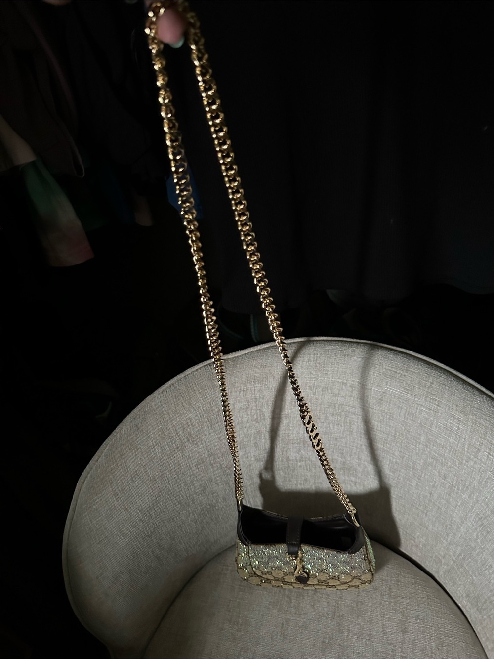 Brown GG Canvas Crystal-Embellished bling Shoulder Bag - Picture 11 of 11